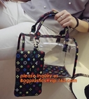 travel stand up zipper pvc leather cosmetic pouch lady bag woman make up, mini Jelly Candy Bag, PVC Fashion Women Hand C