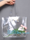 patch handle pe die cut large clear plastic bags with your own logo, pvc tote bag with leather handles tote bag PVC hand