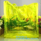 soft loop handle red color 6p free clear PVC bag, handle PVC vinyl packaging bag for gifts, vinyl PVC handles bags with