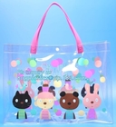 pvc packaging shopping handle bag with button, promotional clear tote pvc handle shopping bag pvc tote bag, die cut hand