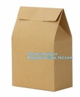baguette brown kraft paper bag with clear window french bread paper bags,Printed Logo Flat Bottom Box Shape Plastic Kraf