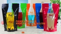 stand up reclosable drinking pouches cold drink Ziplockk bag with straw,Beveragereusable Kids Snack Zip Lock Juice Drink