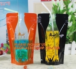 stand up reclosable drinking pouches cold drink Ziplockk bag with straw,Beveragereusable Kids Snack Zip Lock Juice Drink